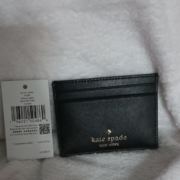 kate spade Handbags - NWTate Spade Black Saffiano Leather Card Holder